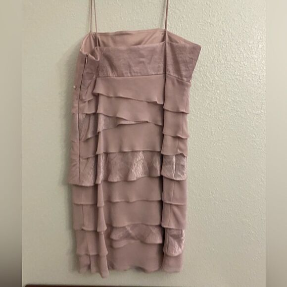 Pink Rhinestone Ruffle Mini Party Dress worn once to a wedding! Size 12 - Picture 3 of 9